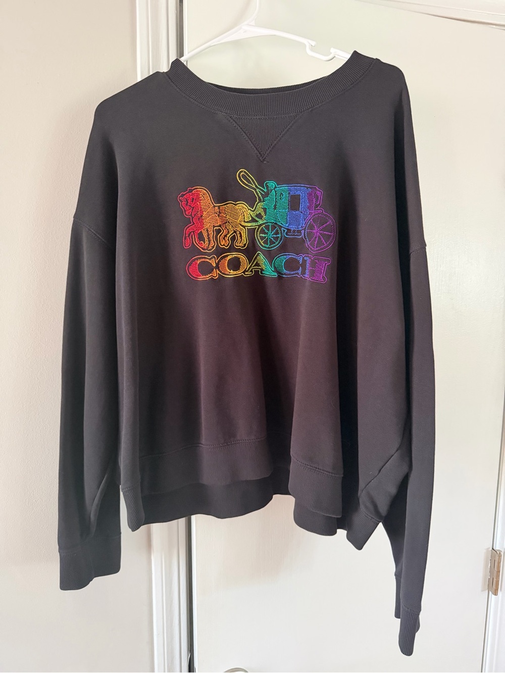 Coach Black Pride Crewneck Sweatshirt with Embroidered Logo - Picture 2 of 4